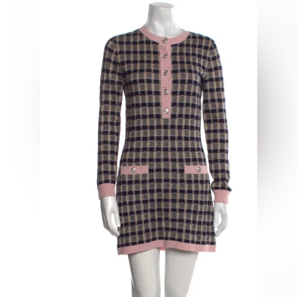 Chanel Geometric Knit Dress with logo detail on back